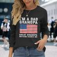 Patriotic American Flag Dad Grandpa Great Grandpa Graphic Long Sleeve T-Shirt Gifts for Her