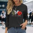 Peace Love Remember Soldier Veteran Day Red Poppy Flower Long Sleeve T-Shirt Gifts for Her
