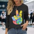 Peace Sign Hand Tie Dye Hippie 60S 70S 80S Boys Girls Long Sleeve T-Shirt Gifts for Her