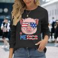 Pig 4Th Of July Merica American Flag Sunglasses Long Sleeve T-Shirt Gifts for Her