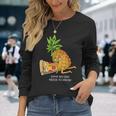 Pineapple Belongs On Pizza Lover Food Pun Long Sleeve T-Shirt Gifts for Her