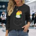 Pocket White Bellied Caique Cute Parrot Birb Memes Long Sleeve T-Shirt Gifts for Her