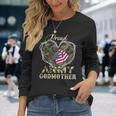 Proud Army Godmother With Heart American Flag For Veteran Long Sleeve T-Shirt Gifts for Her