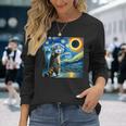 Raccoon Total Solar Eclipse 2024 Van Gogh Raccoon Glasses Long Sleeve T-Shirt Gifts for Her