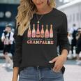 Retro Blame The Champagne Happy New Year 2024 Party Friends Long Sleeve T-Shirt Gifts for Her