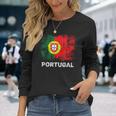 Retro Portugal Flag Patriotic Portuguese Flag Camiseta de manga larga Regalos para ella