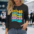 Retro Taylor First Name Girls Name Personalized Groovy Long Sleeve T-Shirt Gifts for Her