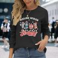 Retro Ugly Christmas Making Spirits Bright Alcohol Bartender Long Sleeve T-Shirt Gifts for Her