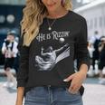 He Is Rizzin Jesus Playing Volleyball Sports Rizz Long Sleeve T-Shirt Gifts for Her