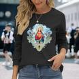 Sacred Heart Of Jesus Christ Vintage Cross Catholic Long Sleeve T-Shirt Gifts for Her