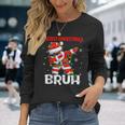 Santa Merry Christmas Bruh Afro African American Xmas Retro Long Sleeve T-Shirt Gifts for Her