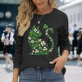 Shamrock Irish Cat Graphic Saint Patrick Day For Cat Lovers Long Sleeve T-Shirt Gifts for Her