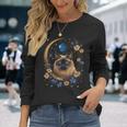 Siamese Cat Moon Surrounded By Flowers Long Sleeve T-Shirt Gifts for Her