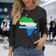 Sierra Leone Sierra Leonean Pride Flag Map Africa Print Long Sleeve T-Shirt Gifts for Her
