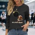 Solar Eclipse 2024 Guinea Pig Wearing Glasses Long Sleeve T-Shirt Gifts for Her