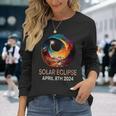 Solar Eclipse 2024 Hippo Wearing Solar Eclipse Glasses Long Sleeve T-Shirt Gifts for Her