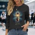 Solar Eclipse 2024 Lake Reflections Texas Solar Eclipse Long Sleeve T-Shirt Gifts for Her