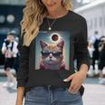 Solar Eclipse Cat 2024 April 8 Solar Eclipse Glasses Long Sleeve T-Shirt Gifts for Her