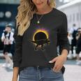 Solar Eclipse Trex Dinosaur Wearing Solar Eclipse Glasses Long Sleeve T-Shirt Gifts for Her