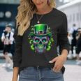 Sugar Skull Wearing Irish Leprechaun Hat St Patrick's Day Long Sleeve T-Shirt Gifts for Her