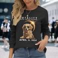 Total Solar Eclipse April 8 2024 Dog Golden Retriever Lover Long Sleeve T-Shirt Gifts for Her