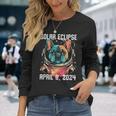 Total Solar Eclipse April 8 2024 French Bulldog Long Sleeve T-Shirt Gifts for Her