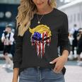 Trump Skull Usa Flag Hair President Long Sleeve T-Shirt Gifts for Her