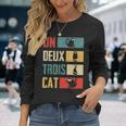 Un Deux Trois Cat Vintage French Joke Cat Lovers Long Sleeve T-Shirt Gifts for Her