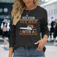 Never Underestimate An Old Man With Chainsaw Lumberjack Wood Long Sleeve T-Shirt Gifts for Her