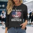 Us Navy Proud Brother With American Flag Veteran Day Long Sleeve T-Shirt Gifts for Her