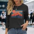 Vintage Colorado Mountain Landscape And Flag Graphic Long Sleeve T-Shirt Gifts for Her