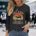Vintage Crocodiles Just A Boy Who Loves Crocodiles Boys Long Sleeve T-Shirt Gifts for Her