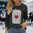Vintage Distressed Ace Of Hearts Poker Playing Card Long Sleeve T-Shirt Gifts for Her
