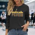 Vintage Retro Peoria Illinois Skyline Long Sleeve T-Shirt Gifts for Her