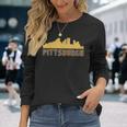 Vintage Retro Pittsburgh Pennsylvania Skyline Long Sleeve T-Shirt Gifts for Her