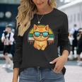 Vintage Style Orange Tabby Cat Friendly Wearing Sunglasses Long Sleeve T-Shirt Gifts for Her