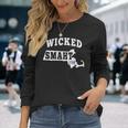 Wicked Smaht Boston Massachusetts Ma Vintage Distressed Long Sleeve T-Shirt Gifts for Her