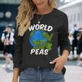 World Peas Pun Peace On Earth Globe Pea Pods Long Sleeve T-Shirt Gifts for Her