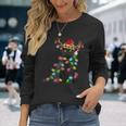 Xmas Reindeer Black Cat Christmas Lights Cat Lover Long Sleeve T-Shirt Gifts for Her