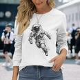 Astronauta Gráfico Espacio Motivo Astronauta Camiseta de manga larga Regalos para ella