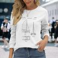 Catamaran Sailboat Blueprint Old Sailing Boat Ocean Long Sleeve T-Shirt Gifts for Her