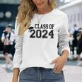 Class Of 2024 High School Senior Graduation Cap Varsity Long Sleeve T-Shirt Gifts for Her