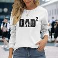 Damen Dad Hoch 2 Zweifacher Papaater Zwei Töchter Mit-Ausschnitt Langarmshirts Geschenke für Sie