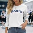 Davis California Varsity Style Vintage Grey Long Sleeve T-Shirt Gifts for Her