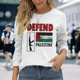 Defend Palestine Palestine Fighter Palestine Flag Gaza Camiseta de manga larga Regalos para ella
