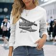 Dhc-2 Beaver Floatplane Charcoal Drawing Airplane Long Sleeve T-Shirt Gifts for Her