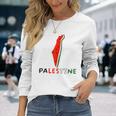 Falasn Palestine Watermelon Map Patriotic Graphic Long Sleeve T-Shirt Gifts for Her