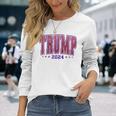 Faux Sequins Trump 2024 President Make America Trump Again Long Sleeve T-Shirt Gifts for Her
