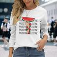 Floral Palestine Watermelon Map Free Palestine Long Sleeve T-Shirt Gifts for Her