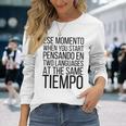 Bilingual English Español Spanish Ingles Spanglish Gray Langarmshirts Geschenke für Sie